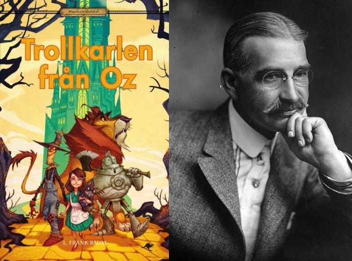 Frann Baum sitter med hakan i handen. Bilden är svartvit, och han har slätt, kammat hår och runda glasögon.