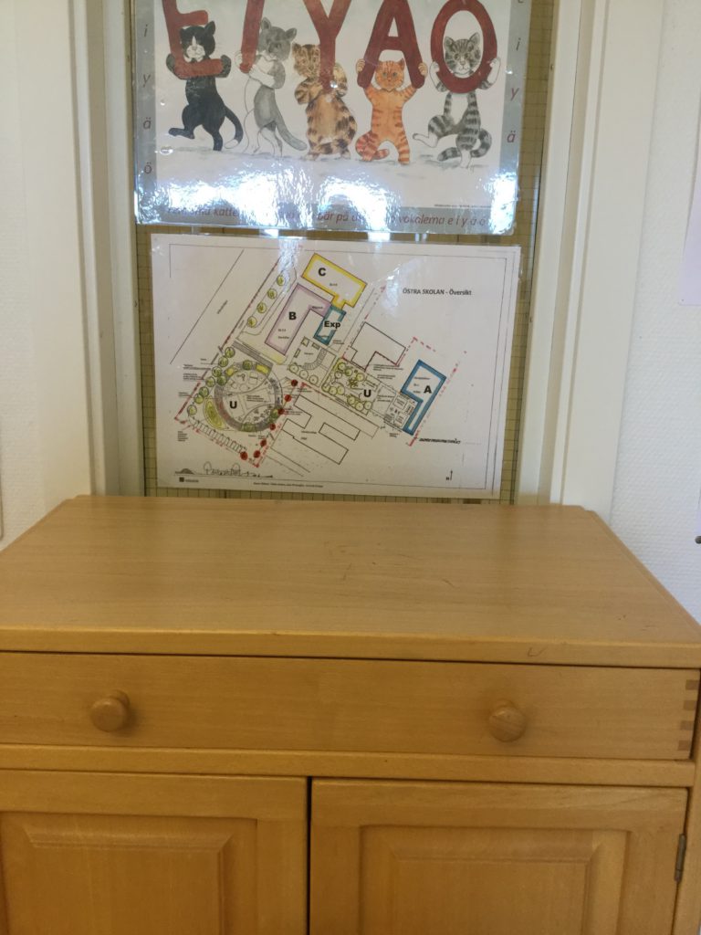 Bild på en tom yta på en byrå.