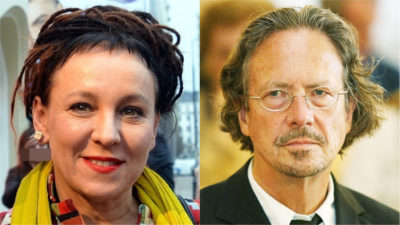 Ett collage på nobelprisvinnarna i litteratur: Olga Tokarczuk och Peter Handke
