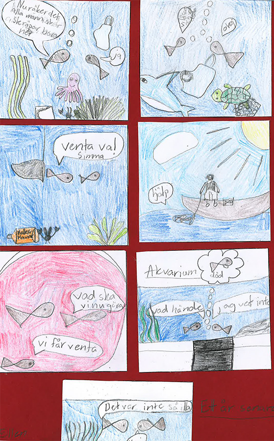 Tecknad serie om djur i havet.