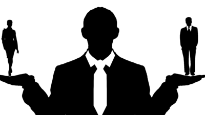 En figur med en manlig och kvinnlig chef