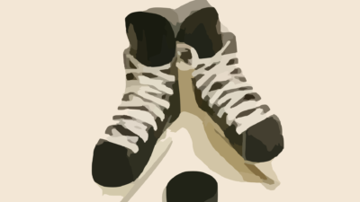 Ett par skridskor och en puck.